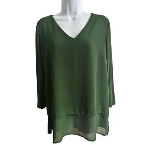 Michael Kors Elegant Green V-Neck Women's Top